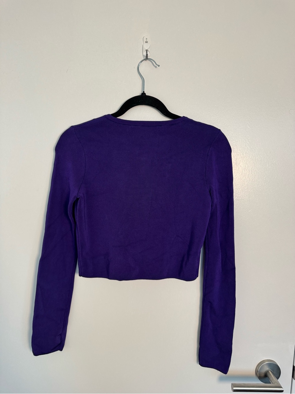 Mango Deep Purple Cropped Button Cardigan - Picture 8 of 15